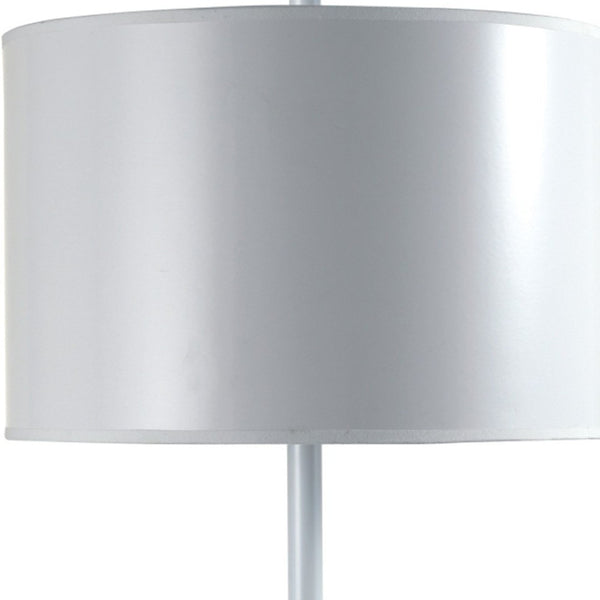 HomeRoots 25" Elegant Metal Table Lamp with Classic Drum Shade for Modern and Traditional Decor Spaces White 468569
