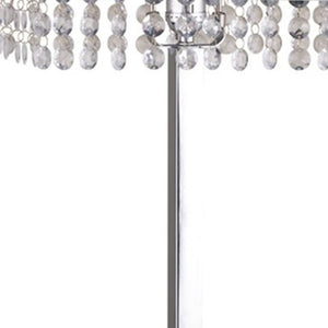 Homeroots 28" Silver Table Lamp With Faux Crystals And White Rectangle Shade   468576