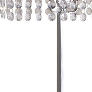 Homeroots 28" Silver Table Lamp With Faux Crystals And White Rectangle Shade   468576