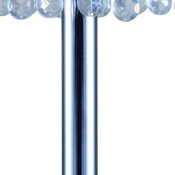 HomeRoots 26" Silver Glam Two-Tier Chandelier Table Lamp with USB Charging, Crystal Accents & Warm Glow 468577