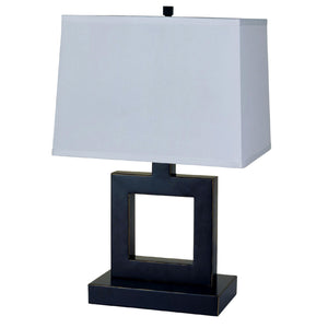 Homeroots 22" Bronze Open Square Table Lamp With White Rectangle Shade   468583