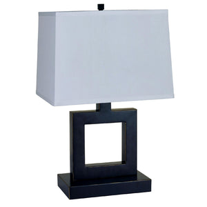Homeroots 22" Bronze Open Square Table Lamp With White Rectangle Shade   468583