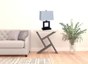 Homeroots 22" Bronze Open Square Table Lamp With White Rectangle Shade   468583