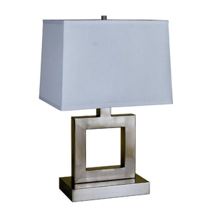 Homeroots 22" Nicekl Open Square Table Lamp With White Rectangle Shade Nicke,White  468584