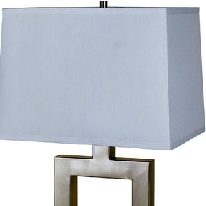 Homeroots 22" Nicekl Open Square Table Lamp With White Rectangle Shade Nicke,White  468584