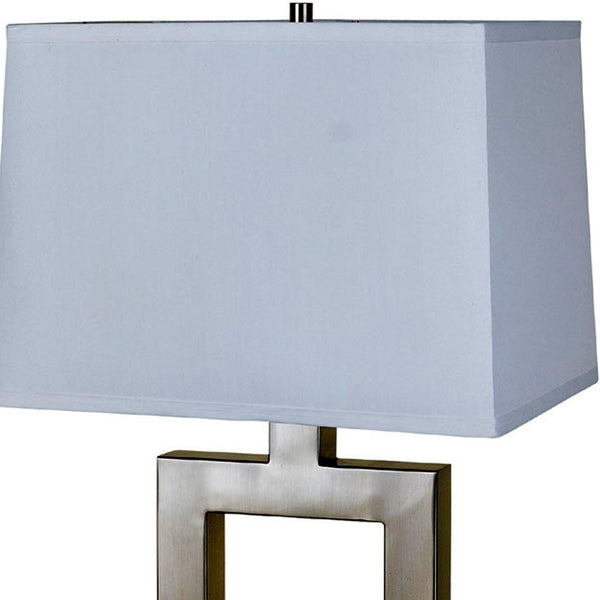 Homeroots 22" Nicekl Open Square Table Lamp With White Rectangle Shade Nicke,White  468584