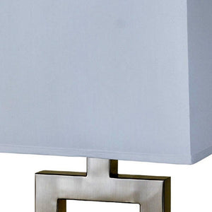 Homeroots 22" Nicekl Open Square Table Lamp With White Rectangle Shade Nicke,White  468584