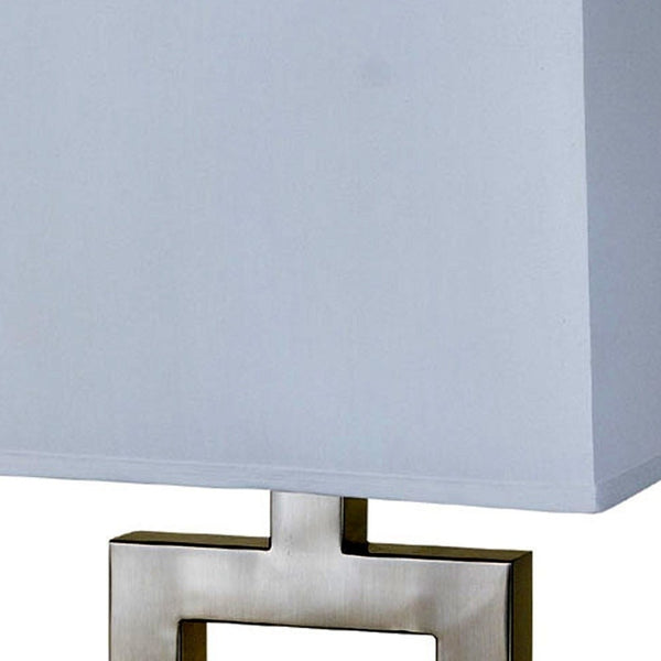 Homeroots 22" Nicekl Open Square Table Lamp With White Rectangle Shade Nicke,White  468584