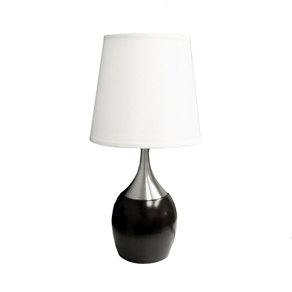 Homeroots 25" Black And Silver Gourd Table Lamp With White Tapered Drum Shade   468587