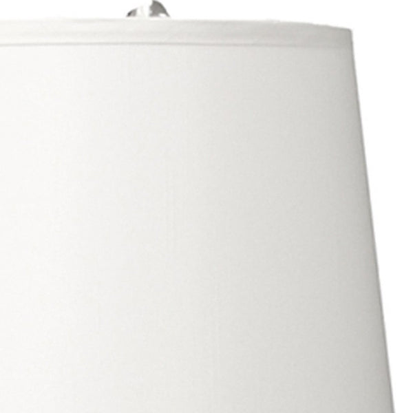 Homeroots 25" Silver Metal Gourd Table Lamp With White Tapered Drum Shade Silver,White  468588