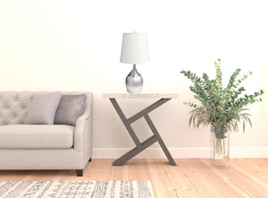 Homeroots 25" Silver Metal Gourd Table Lamp With White Tapered Drum Shade Silver,White  468588