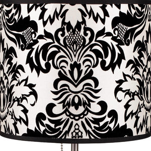 Homeroots 20" Silver Metal Table Lamp With Black And White Classic Drum Shade   468590