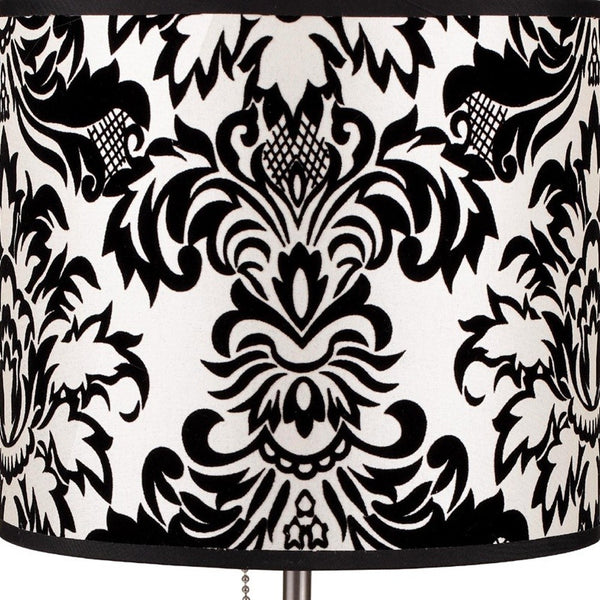 Homeroots 20" Silver Metal Table Lamp With Black And White Classic Drum Shade   468590