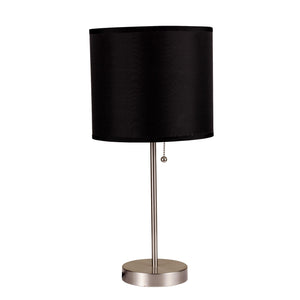 Homeroots 16" Silver Metal Candlestick Table Lamp With Black Classic Drum Shade Silver,Black  468591