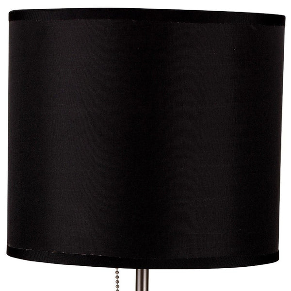 Homeroots 16" Silver Metal Candlestick Table Lamp With Black Classic Drum Shade Silver,Black  468591