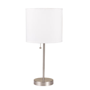 Homeroots 20" Silver Metal Candlestick Table Lamp With White Classic Drum Shade Silver,Shite  468592
