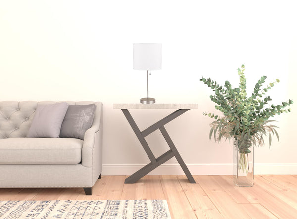 Homeroots 20" Silver Metal Candlestick Table Lamp With White Classic Drum Shade Silver,Shite  468592