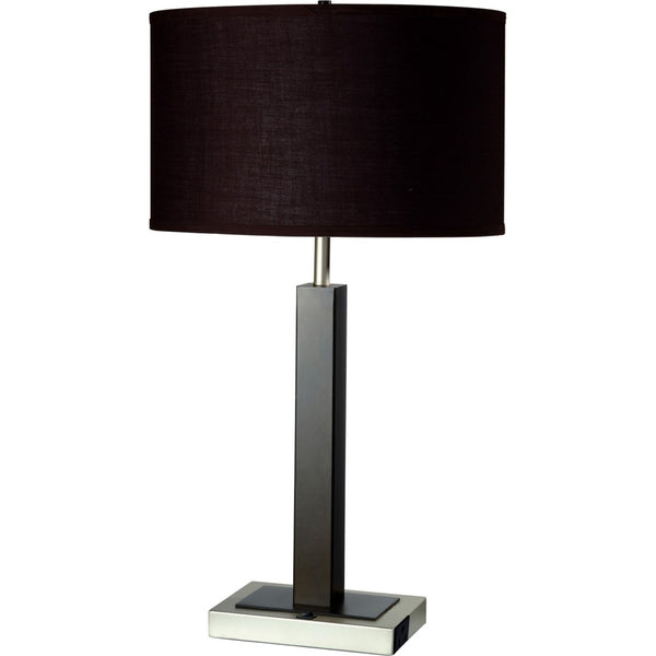 HomeRoots 30" Black Polyresin Table Lamp with Brown Drum Shade - Elegant Lighting for Home & Office Decor 468595