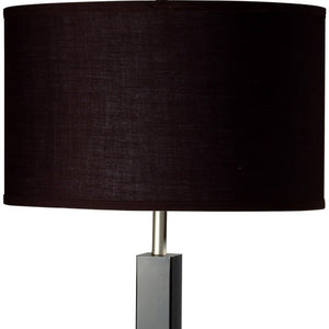 HomeRoots 30" Black Polyresin Table Lamp with Brown Drum Shade - Elegant Lighting for Home & Office Decor 468595