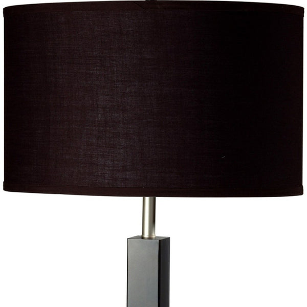 HomeRoots 30" Black Polyresin Table Lamp with Brown Drum Shade - Elegant Lighting for Home & Office Decor 468595