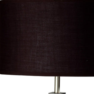 HomeRoots 30" Black Polyresin Table Lamp with Brown Drum Shade - Elegant Lighting for Home & Office Decor 468595