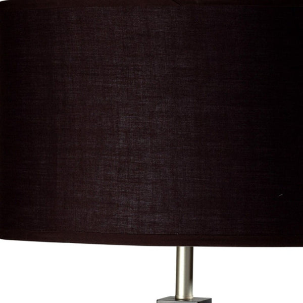 HomeRoots 30" Black Polyresin Table Lamp with Brown Drum Shade - Elegant Lighting for Home & Office Decor 468595
