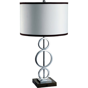 HomeRoots 29" Silver Metal Geometric Table Lamp with Classic Drum Shade – Modern Illumination for Any Room 468598