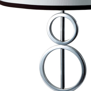 HomeRoots 29" Silver Metal Geometric Table Lamp with Classic Drum Shade – Modern Illumination for Any Room 468598