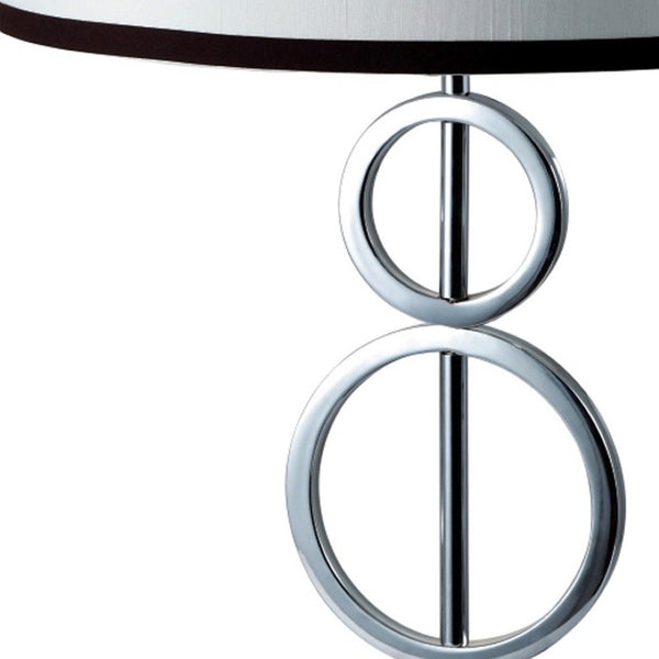 HomeRoots 29" Silver Metal Geometric Table Lamp with Classic Drum Shade – Modern Illumination for Any Room 468598