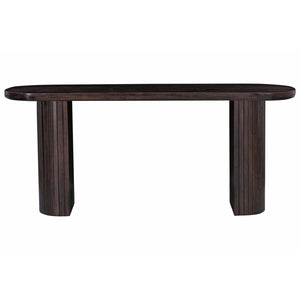 English Elm Contemporary Solid Wood Oval Console Table - Elegant Double Pedestal Base For Living Room Style B2741S00231