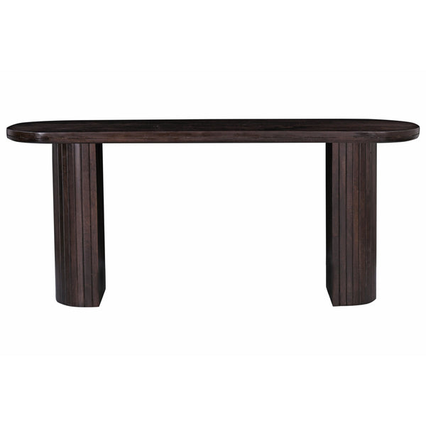 English Elm Contemporary Solid Wood Oval Console Table - Elegant Double Pedestal Base For Living Room Style B2741S00231
