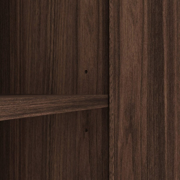 English Elm Sideboard Walnut Credenza with Hexagonal Doors and Adjustable Shelves for Dining Areas W409P327406