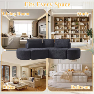 English Elm [video]106.3-inch V-shape Modular Chenille Sectional Sofa with Ottomans for Living Rooms W3505P383965