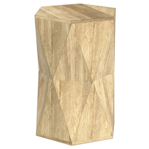 English Elm Mckinley Solid Mango Wood Geometric Side Table Sculptural Accent for Modern Living B136P419895