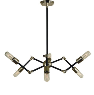 Framburg 6-light Vintage-inspired Felix Chandelier With Adjustable Design - Made In The Usa For Unique Spaces Polished Nickel With Matte Black Metal 4686 Pn/Mblack