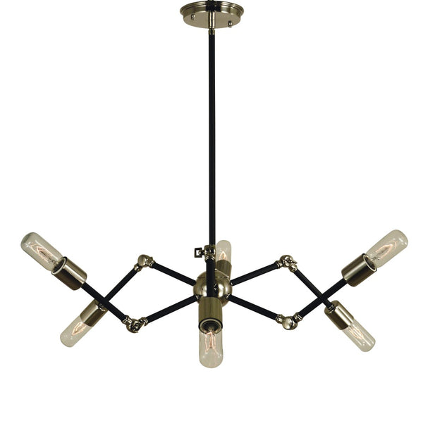 Framburg 6-light Vintage-inspired Felix Chandelier With Adjustable Design - Made In The Usa For Unique Spaces Polished Nickel With Matte Black Metal 4686 Pn/Mblack
