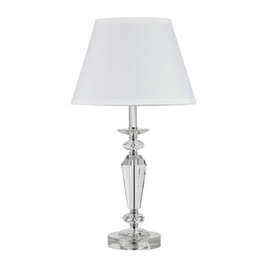 Homeroots 22" Clear Faceted Crystal Table Lamp With White Empire Shade   468606