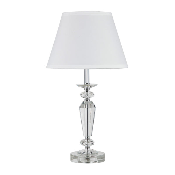 Homeroots 22" Clear Faceted Crystal Table Lamp With White Empire Shade   468606