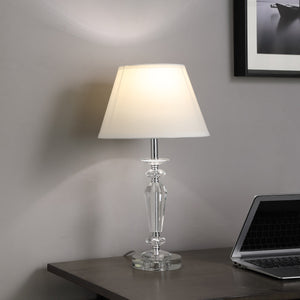 Homeroots 22" Clear Faceted Crystal Table Lamp With White Empire Shade   468606