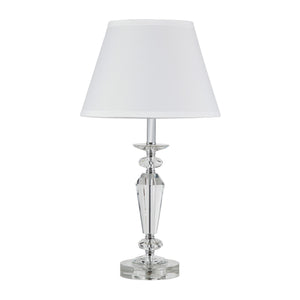 Homeroots 22" Clear Faceted Crystal Table Lamp With White Empire Shade   468606