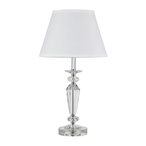 Homeroots 22" Clear Faceted Crystal Table Lamp With White Empire Shade   468606
