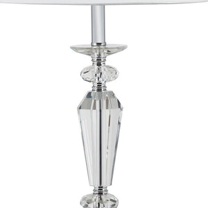 Homeroots 22" Clear Faceted Crystal Table Lamp With White Empire Shade   468606