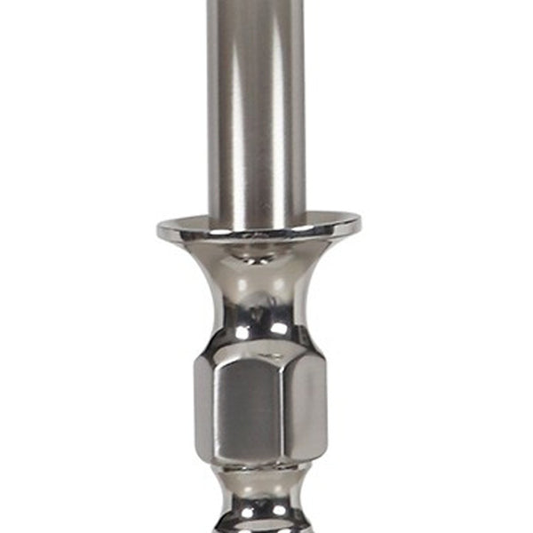 Homeroots 25" Nickel Metal Bedside Table Lamp With White Bell Shade  Metal 468607