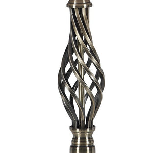 Homeroots 23" Antiqued Brass Metal Novelty Bedside Lamp With Brown And White Empire Shade   468613