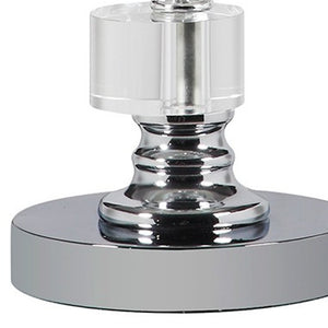 Homeroots 20" Silver Crystal Stacked Geo Cubes Table Lamp With White Classic Empire Shade   468614