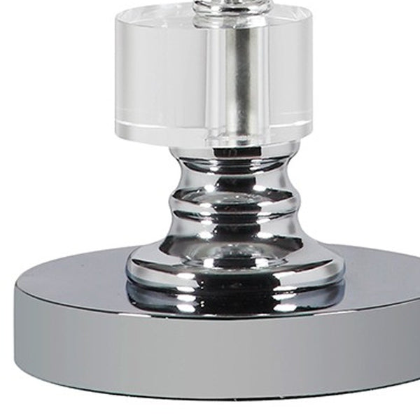 Homeroots 20" Silver Crystal Stacked Geo Cubes Table Lamp With White Classic Empire Shade   468614