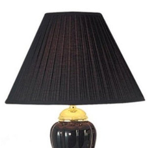 HomeRoots Set Of Three 64" Gold Ceramic Floor and Table Lamps with Elegant Empire Shades for Cozy Lighting Black 468623
