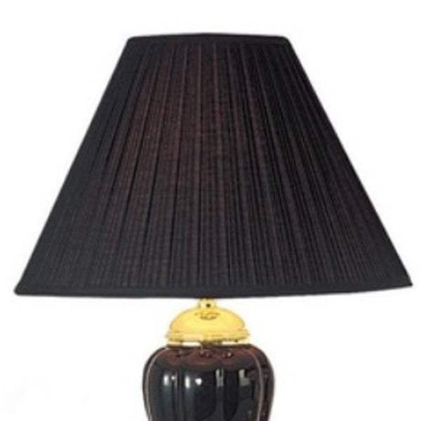 HomeRoots Set Of Three 64" Gold Ceramic Floor and Table Lamps with Elegant Empire Shades for Cozy Lighting Black 468623