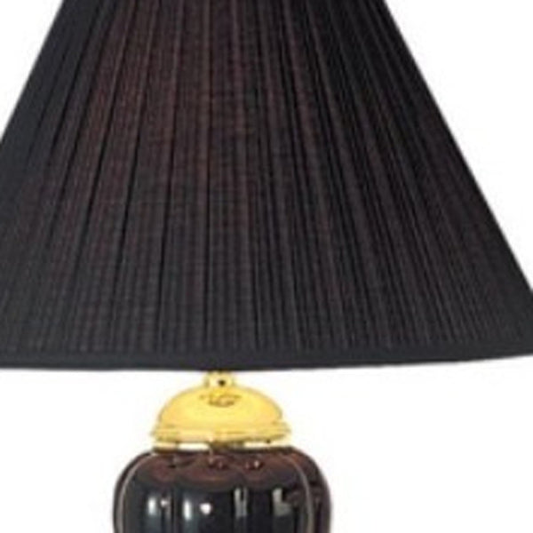 HomeRoots Set Of Three 64" Gold Ceramic Floor and Table Lamps with Elegant Empire Shades for Cozy Lighting Black 468623