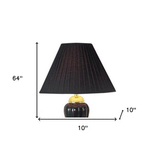 HomeRoots Set Of Three 64" Gold Ceramic Floor and Table Lamps with Elegant Empire Shades for Cozy Lighting Black 468623